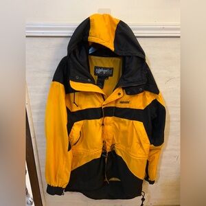 Vintage Edelweiss Ski Wear Hooded Yellow and Black Jacket